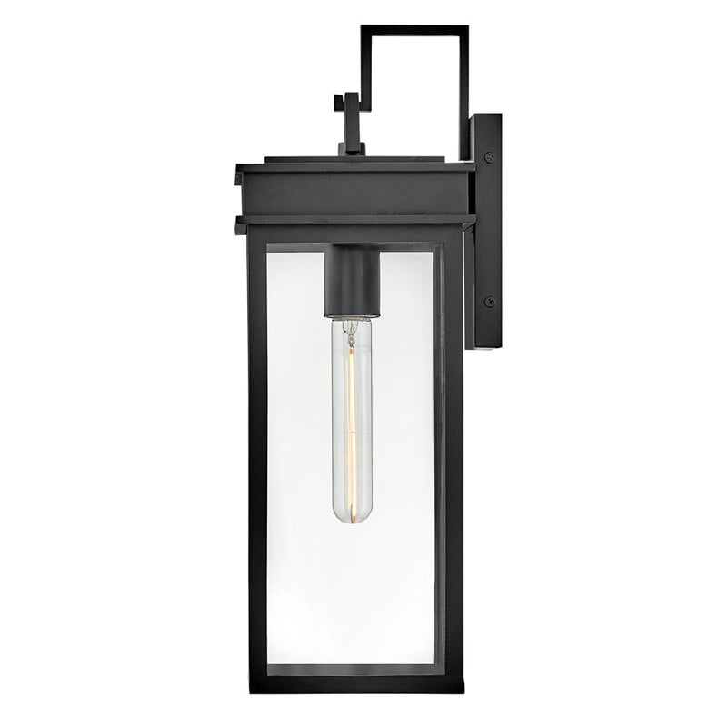 Lark Cole 18in 1-Light Outdoor Wall Sconce | Transitional Black Composite and Clear Glass | Covered Patio & Entryway | 7 x 6 x 18 in | Model 82064BK