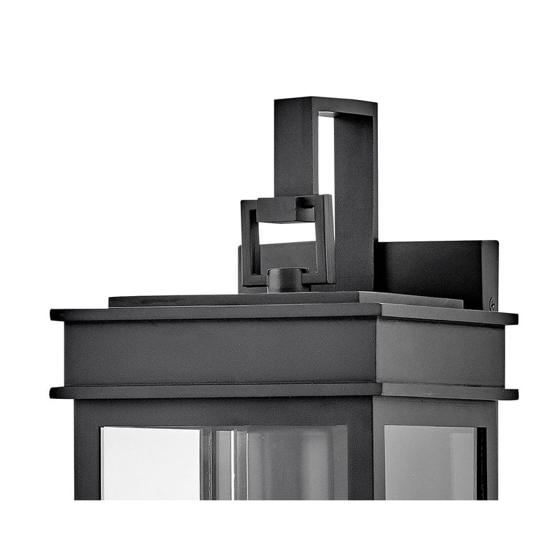 Lark Cole 18in 1-Light Outdoor Wall Sconce | Transitional Black Composite and Clear Glass | Covered Patio & Entryway | 7 x 6 x 18 in | Model 82064BK
