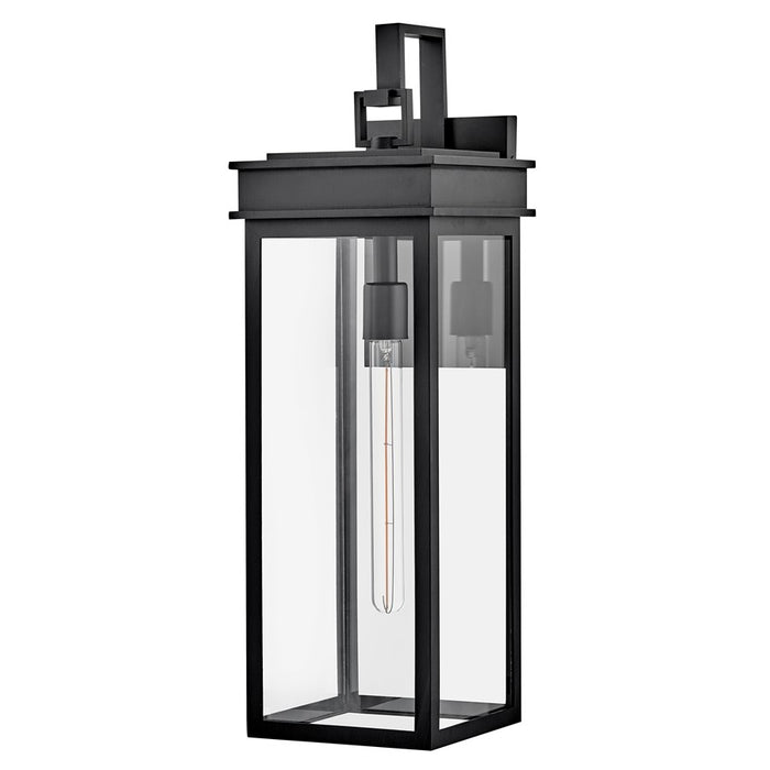 Lark Cole 1 Light Outdoor 25" Wall Mount Lantern, Black/Clear