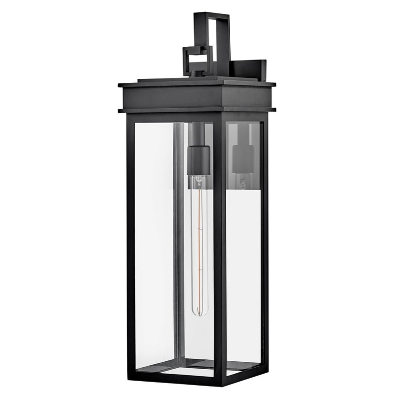 Lark Cole 25in 1-Light Outdoor Wall Sconce | Transitional Black Composite and Clear Glass | Covered Patio & Entryway | 9 x 8 x 25 in | Model 82065BK