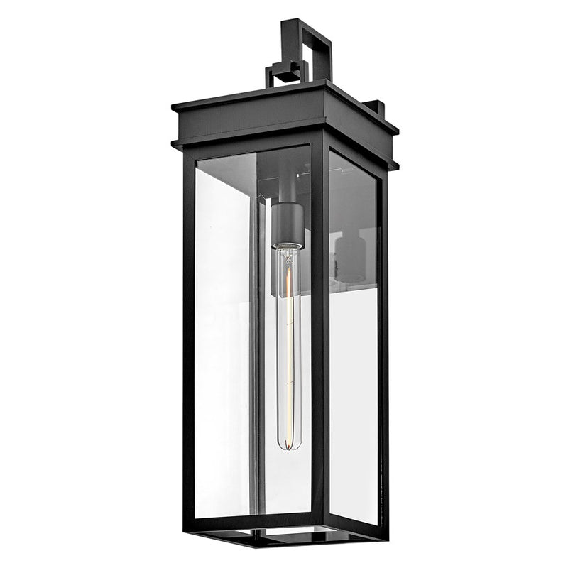 Lark Cole 25in 1-Light Outdoor Wall Sconce | Transitional Black Composite and Clear Glass | Covered Patio & Entryway | 9 x 8 x 25 in | Model 82065BK