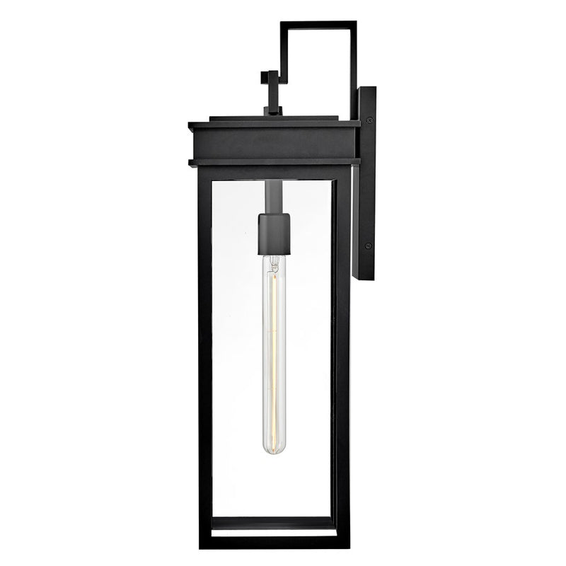 Lark Cole 25in 1-Light Outdoor Wall Sconce | Transitional Black Composite and Clear Glass | Covered Patio & Entryway | 9 x 8 x 25 in | Model 82065BK