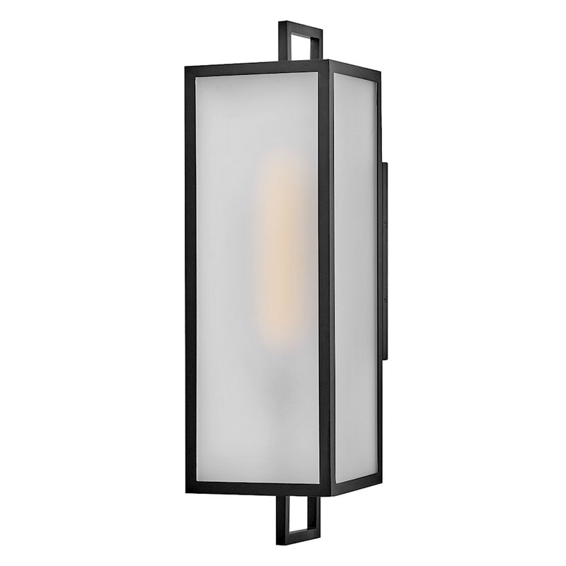 Lark Halden 24in 1-Light Outdoor Wall Sconce | Transitional Black Aluminum and Etched Glass | Covered Patios & Entryways | 8 x 7 x 24 in | Model 82075BK