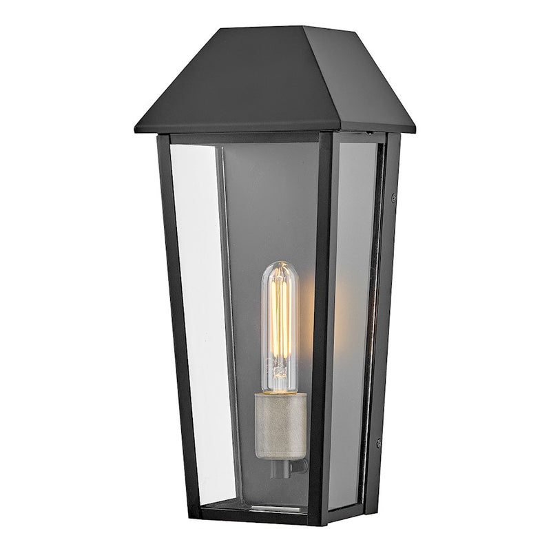Lark Maclin 1 Light 15" Outdoor Wall Mount Lantern, Black/Clear
