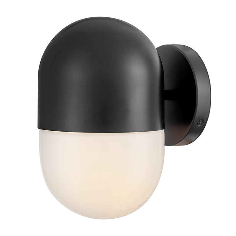 Lark Bardi 1 Light Outdoor 10" Wall Mount Lantern, Black/Cased Opal - 82090BK