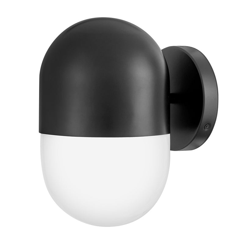 Lark Bardi 1-Light Outdoor Wall Sconce | Modern Black Aluminum and Cased Opal Glass | Covered Patios & Entryways | 8.25 x 6.25 x 10 in | Model 82090BK