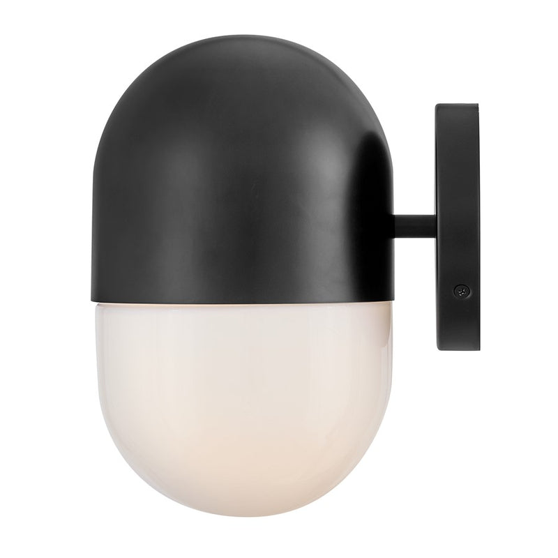 Lark Bardi 1-Light Outdoor Wall Sconce | Modern Black Aluminum and Cased Opal Glass | Covered Patios & Entryways | 8.25 x 6.25 x 10 in | Model 82090BK