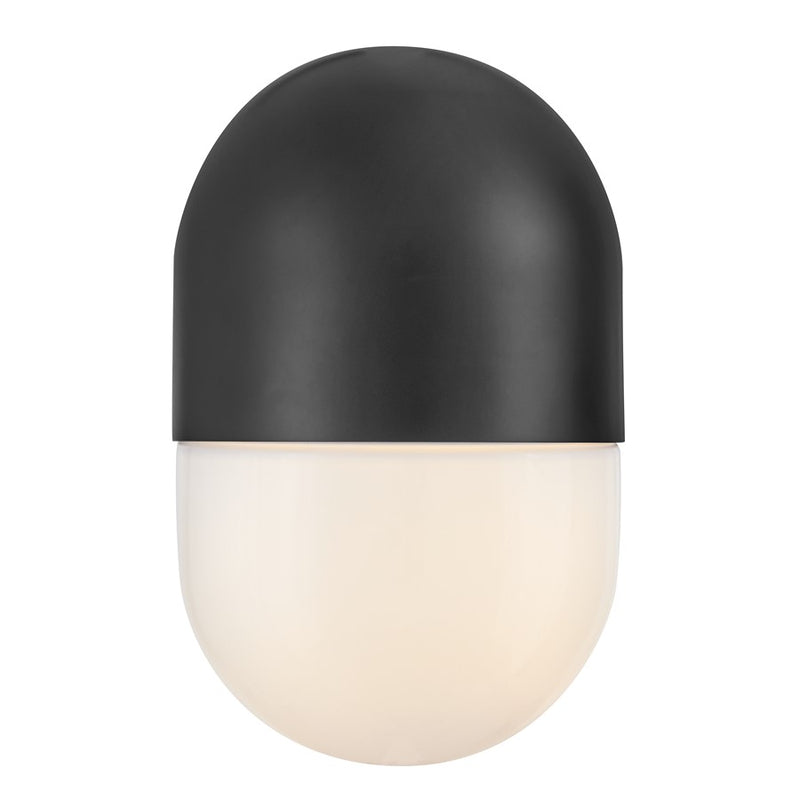 Lark Bardi 1-Light Outdoor Wall Sconce | Modern Black Aluminum and Cased Opal Glass | Covered Patios & Entryways | 8.25 x 6.25 x 10 in | Model 82090BK