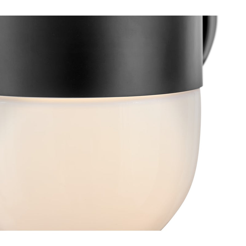 Lark Bardi 1-Light Outdoor Wall Sconce | Modern Black Aluminum and Cased Opal Glass | Covered Patios & Entryways | 8.25 x 6.25 x 10 in | Model 82090BK