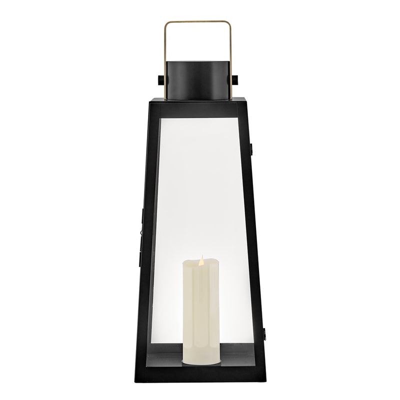 Lark Hugh 28in Outdoor Decorative Lantern | Transitional Black Aluminum and Clear Glass | Patio & Porch Accent | 10 x 10 x 28 in | Model 82312BK