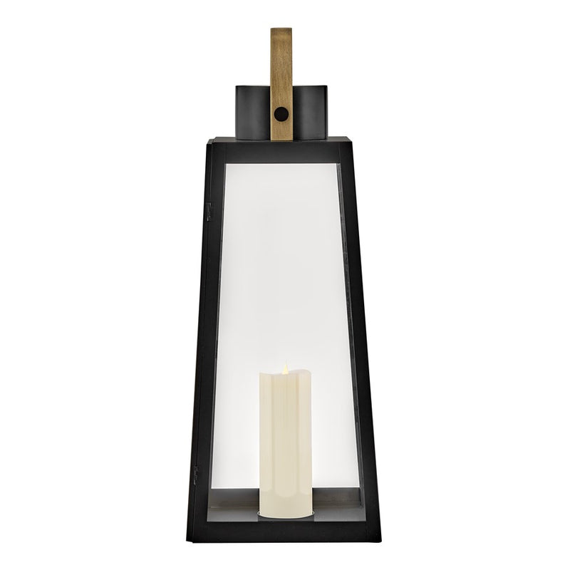 Lark Hugh 28in Outdoor Decorative Lantern | Transitional Black Aluminum and Clear Glass | Patio & Porch Accent | 10 x 10 x 28 in | Model 82312BK