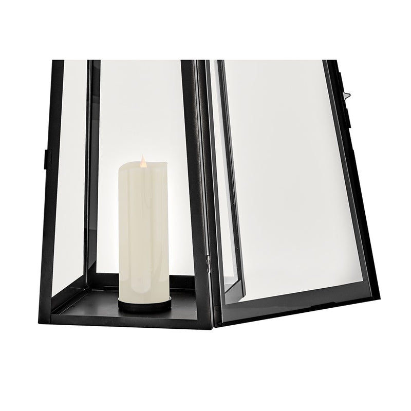 Lark Hugh 28in Outdoor Decorative Lantern | Transitional Black Aluminum and Clear Glass | Patio & Porch Accent | 10 x 10 x 28 in | Model 82312BK