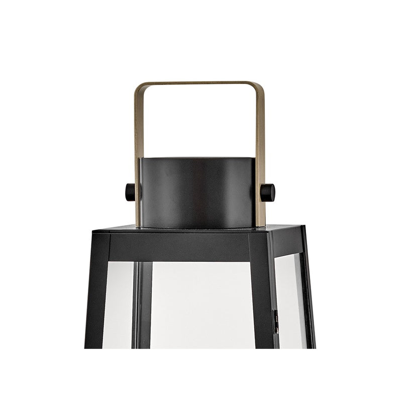 Lark Hugh 28in Outdoor Decorative Lantern | Transitional Black Aluminum and Clear Glass | Patio & Porch Accent | 10 x 10 x 28 in | Model 82312BK