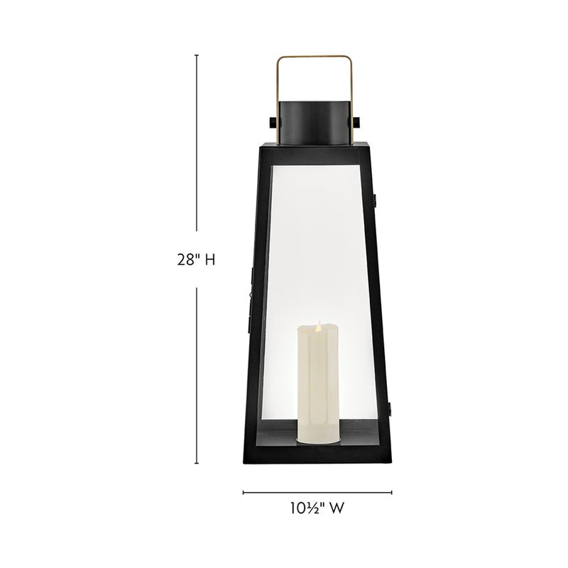 Lark Hugh 28in Outdoor Decorative Lantern | Transitional Black Aluminum and Clear Glass | Patio & Porch Accent | 10 x 10 x 28 in | Model 82312BK