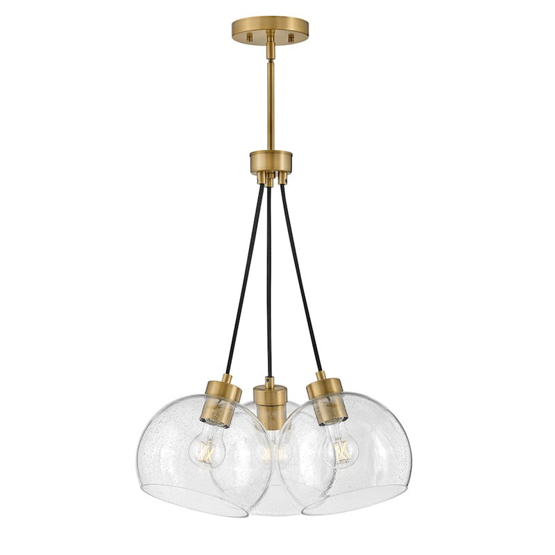Lark Rumi 22in 5-Light Pendant Cluster | Transitional Lacquered Brass Steel and Clear Seedy Glass | Kitchen Island & Dining Room | 22 x | Model 83015LCB