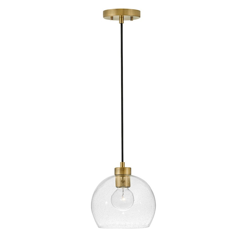 Lark Rumi 1 Light Pendant, Lacquered Brass/Clear Seedy