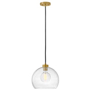 Hinkley Rumi 13in 1-Light Pendant | Transitional Lacquered Brass Steel and Clear Seedy Glass | Kitchen Island & Dining Room | 13 x 13 x | Model 83018LCB