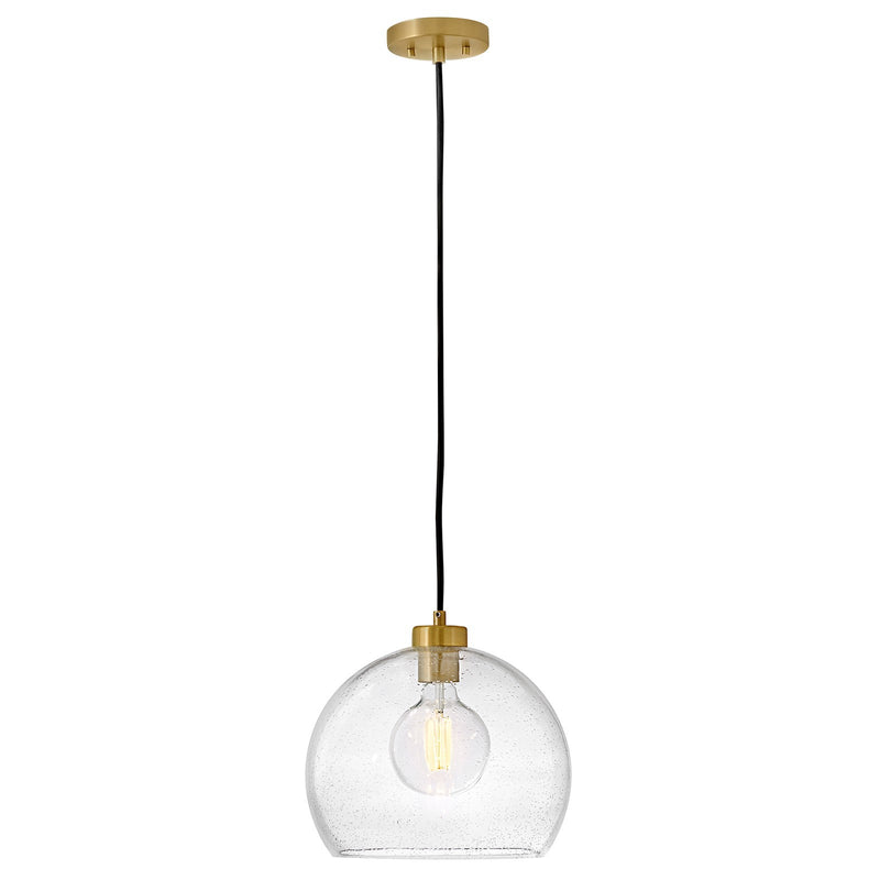 Hinkley Lark Rumi 13in 1-Light Pendant | Transitional Lacquered Brass Steel and Clear Seedy Glass | Kitchen Island & Dining Room | 13 x | Model 83018LCB