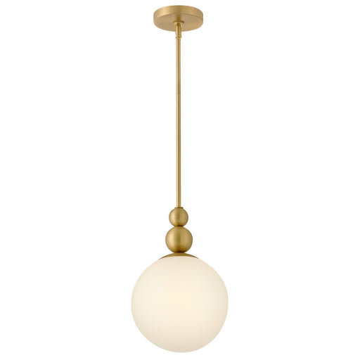 Hinkley Lighting Opalite 1-Light Pendant | Midcentury Modern Lacquered Brass Steel and Frosted Glass Globe | Kitchen Island & Dining Room | Model 83027LCB