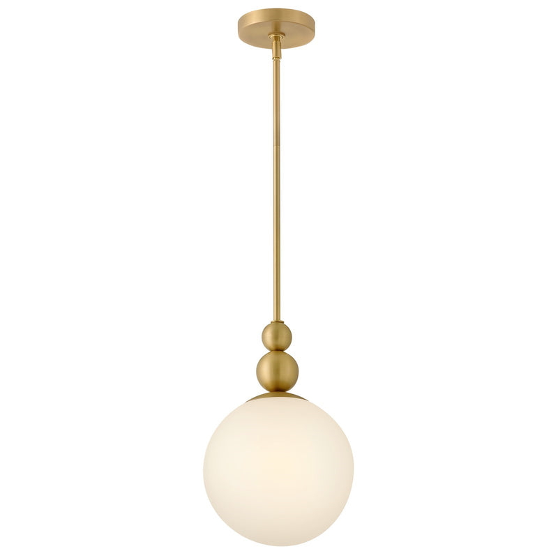 Hinkley Lark Opalite 1-Light Pendant | Midcentury Modern Lacquered Brass Steel and Frosted Glass Globe | Kitchen Island & Dining Room | 9 | Model 83027LCB