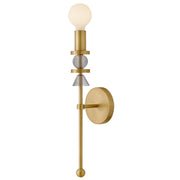 Hinkley Lark Prim 1-Light Wall Sconce | Modern Lacquered Brass Steel and Smoke Glass | Bedroom & Hallway Accent Light | 5 x 5 x 20 in | Model 83040LCB