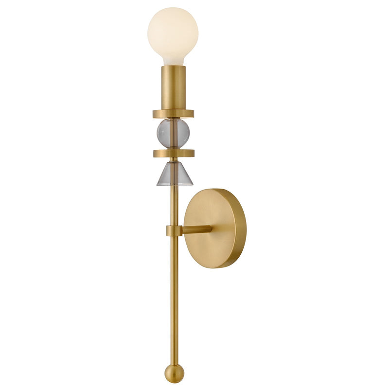 Hinkley Lark Prim 1-Light Wall Sconce | Modern Lacquered Brass Steel and Smoke Glass | Bedroom & Hallway Accent Light | 5 x 5 x 20 in | Model 83040LCB