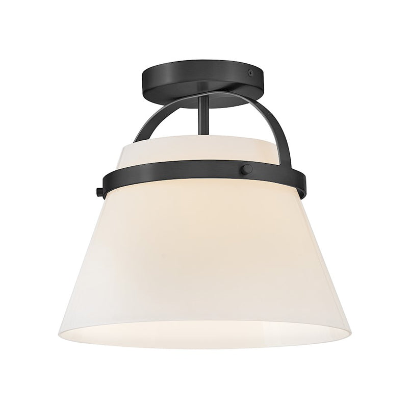 Lark Tori 1 Light 12" Semi-Flush Mount, Black/Cased Opal