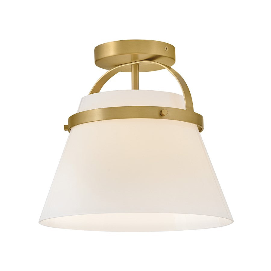 Lark Tori 1 Light 12" Semi-Flush Mount, Lacquered Brass/Cased Opal - 83051LCB