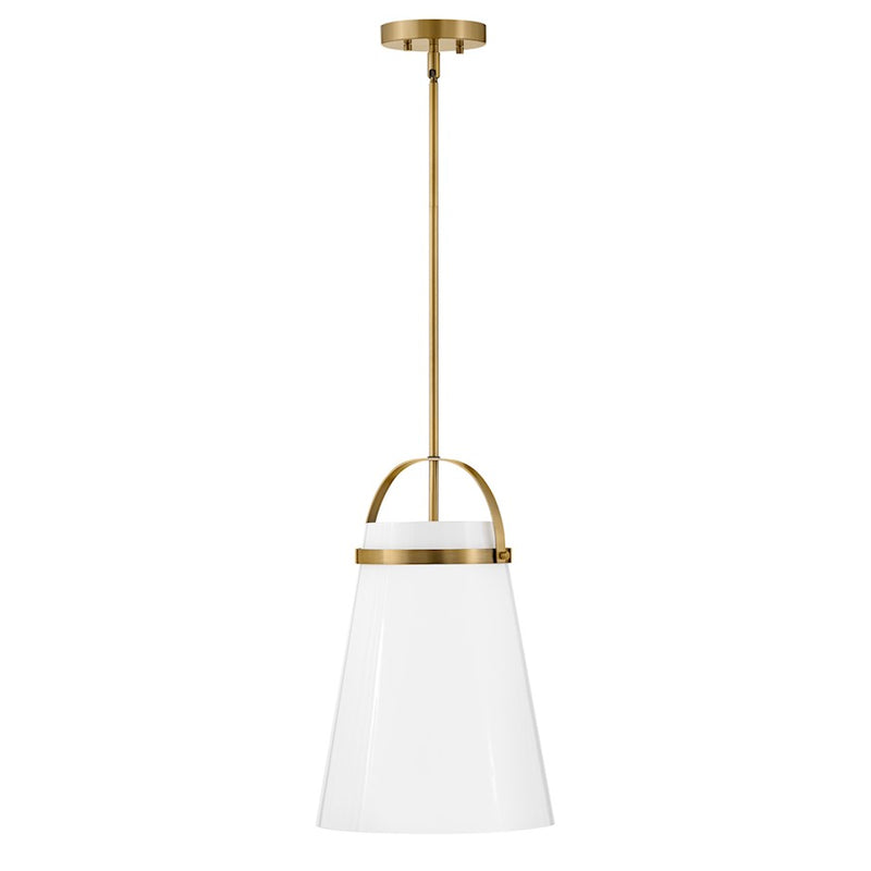 Lark Tori 1-Light Pendant | Transitional Lacquered Brass Steel and Cased Opal Glass | Kitchen Island & Dining Room | 12 x 12 x 19 in | Model 83053LCB
