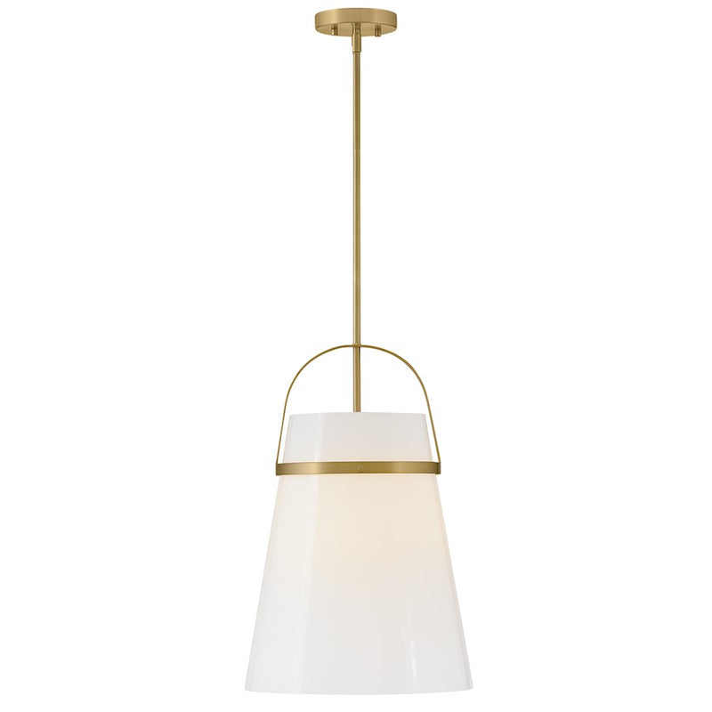 Lark Tori 1 Light 14" Pendant, Lacquered Brass/Cased Opal