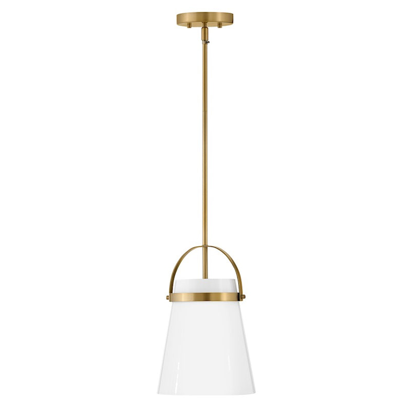 Lark Tori 1-Light Convertible Pendant | Transitional Lacquered Brass Steel and Cased Opal Glass | Kitchen Island & Dining Room | 9 x 9 x | Model 83057LCB