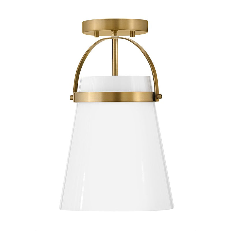 Lark Tori 1-Light Convertible Pendant | Transitional Lacquered Brass Steel and Cased Opal Glass | Kitchen Island & Dining Room | 9 x 9 x | Model 83057LCB