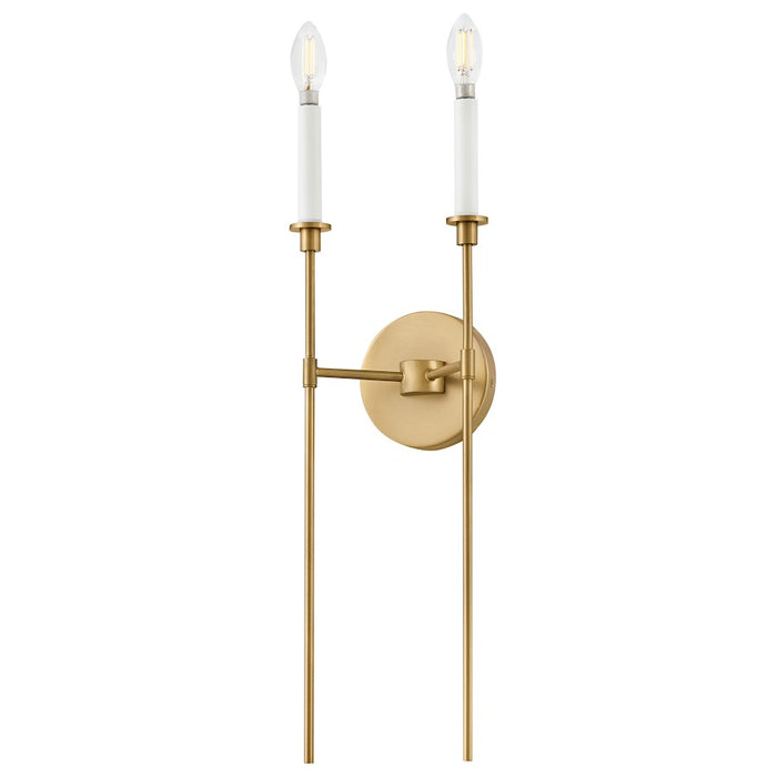 Lark Hux 2 Light Medium Sconce, Lacquered Brass