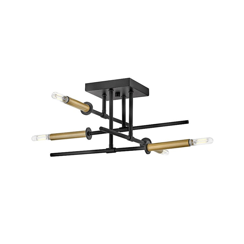 Lark Hux 4 Light Medium Semi-Flush Mount, Black