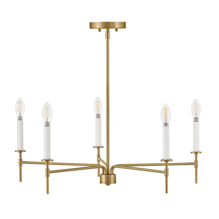 Lark Hux 5 Light Medium Single Tier Chandelier, Lacquered Brass