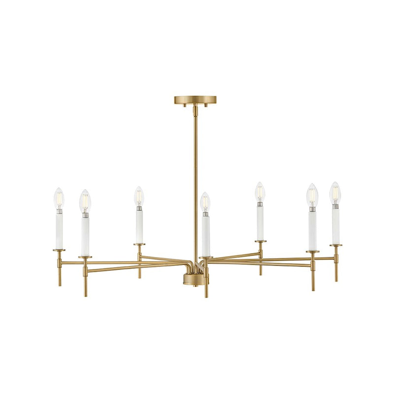 Lark Hux 7 Light Large Single Tier Chandelier, Lacquered Brass
