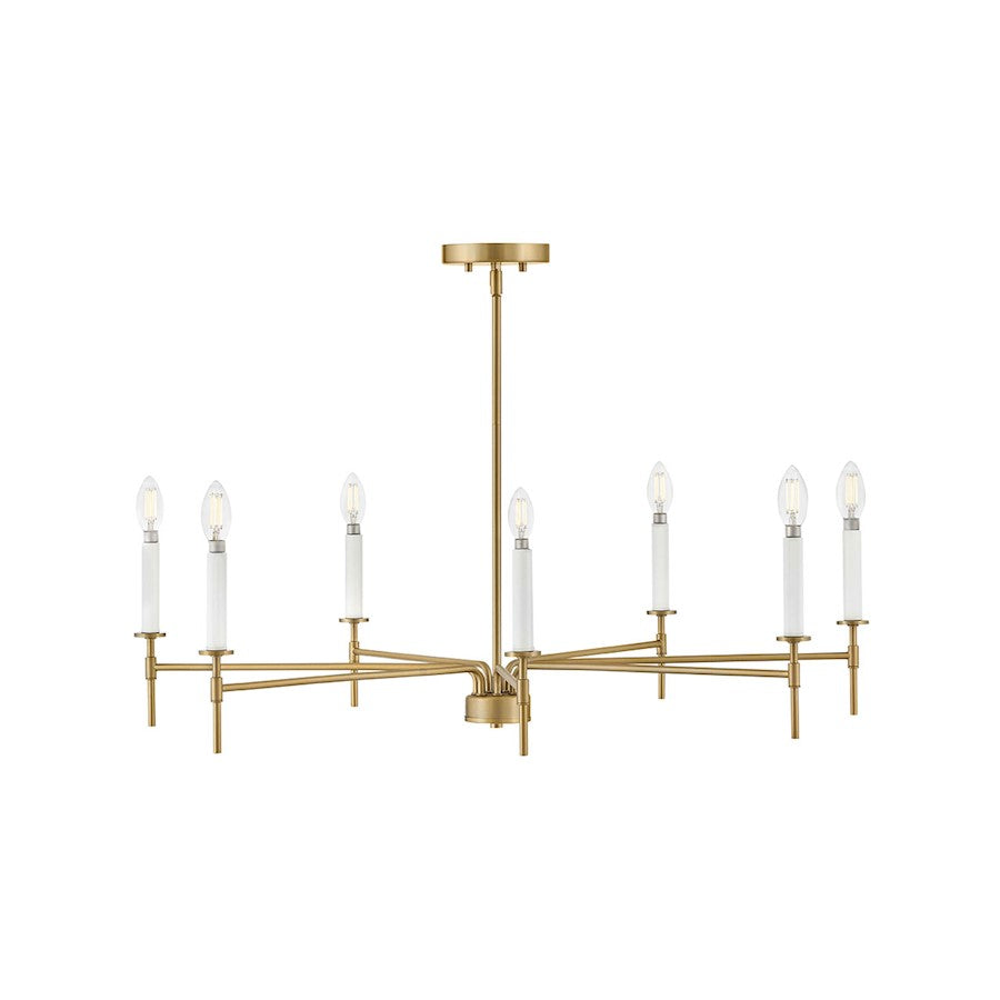 Lark Hux 7 Light Large Single Tier Chandelier, Lacquered Brass - 83077LCB