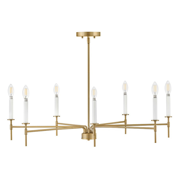 Lark Hux 7 Light Large Single Tier Chandelier, Lacquered Brass