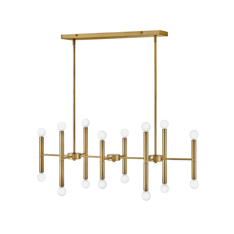 Lark Millie 39in 16-Light Linear Chandelier | Mid-Century Modern Lacquered Brass Steel | Dining Room & Living Room | 13 x 39 x 12 in | Model 83196LCB