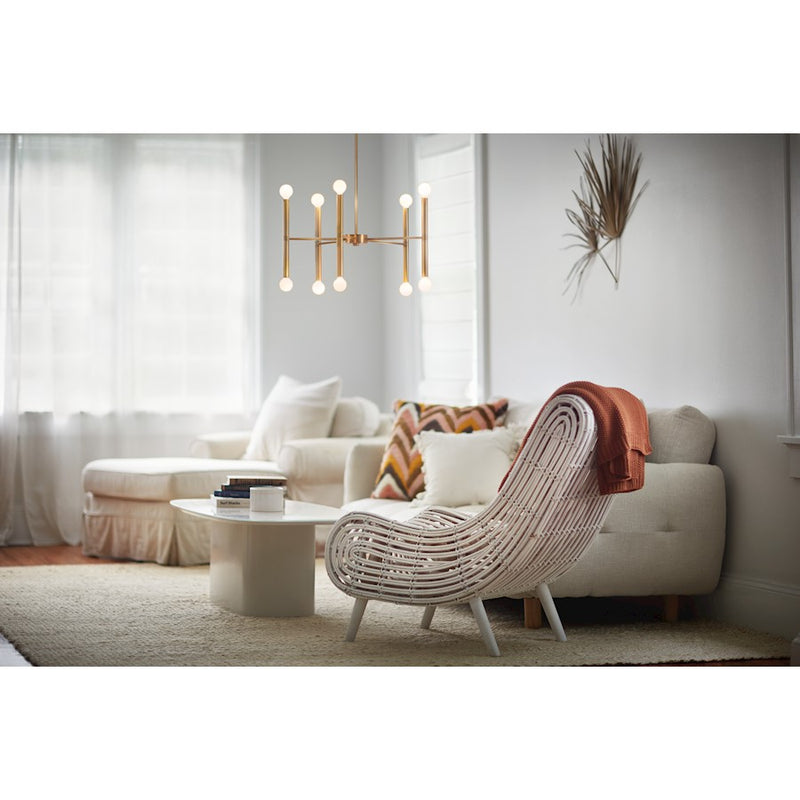 Lark Millie 24in 2-Light Chandelier | Mid-Century Modern Lacquered Brass Steel | Dining Room & Living Room | 24 x 24 x 12 in | Model 83198LCB