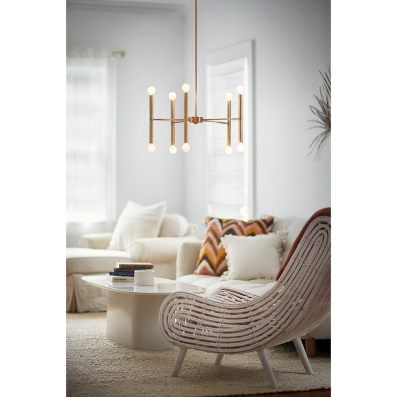 Lark Millie 24in 2-Light Chandelier | Mid-Century Modern Lacquered Brass Steel | Dining Room & Living Room | 24 x 24 x 12 in | Model 83198LCB
