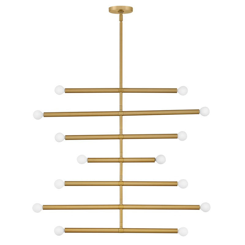 Lark Millie 14 Light Large Multi Tier Chandelier, Lacquered Brass
