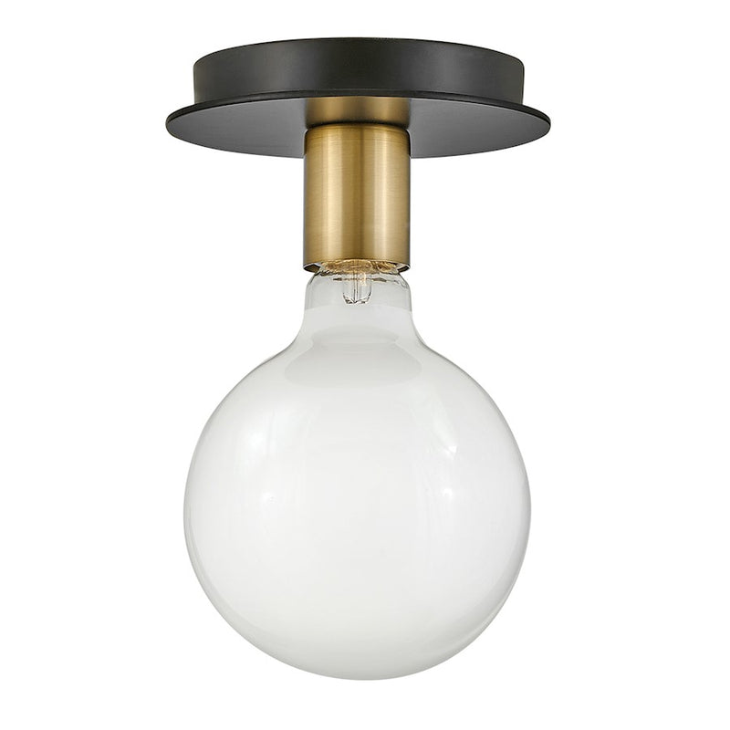 Lark Bobbie 1-Light Flush Mount | Mid-Century Modern Lacquered Brass and Black Steel | Entryway & Hallway Accent | 6 x 6 x 3 in | Model 83201LCB