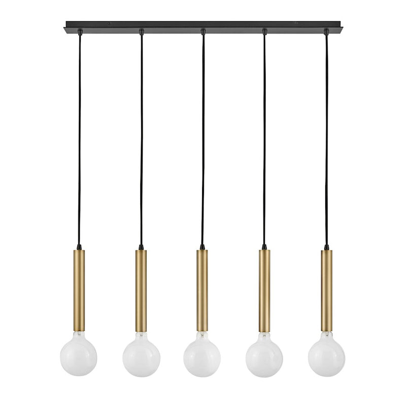 Lark Bobbie 36in 5-Light Linear Chandelier | Mid-Century Modern Lacquered Brass and Black Steel | Kitchen Island & Dining Room | 6 x 36 x | Model 83206LCB