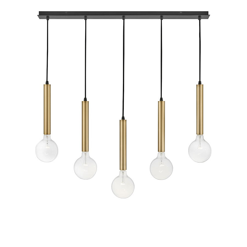 Lark Bobbie 36in 5-Light Linear Chandelier | Mid-Century Modern Lacquered Brass and Black Steel | Kitchen Island & Dining Room | 6 x 36 x | Model 83206LCB