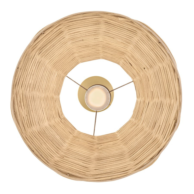Lark Brynn 14in 1-Light Pendant | Coastal Lacquered Brass and Light Natural Rattan | Kitchen Island & Dining Room | 14 x 14 x 14 in | Model 83217LCB