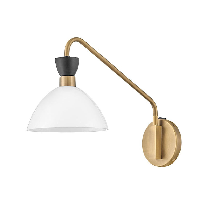 Lark Simon 1-Light Wall Sconce | Mid-Century Modern Black Steel and Cased Opal Glass | Bedroom & Hallway Accent Light | 18in Extension | Model 83250BK-CO