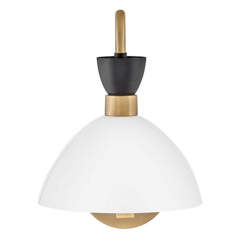 Lark Simon 1-Light Wall Sconce | Mid-Century Modern Black Steel and Cased Opal Glass | Bedroom & Hallway Accent Light | 18in Extension | Model 83250BK-CO