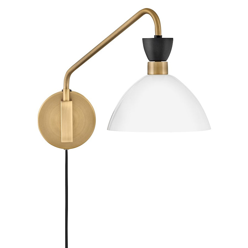 Lark Simon 1-Light Wall Sconce | Mid-Century Modern Black Steel and Cased Opal Glass | Bedroom & Hallway Accent Light | 18in Extension | Model 83250BK-CO