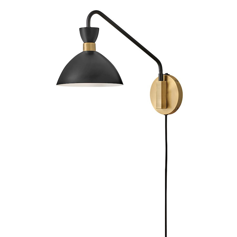 Lark Simon 18in 1-Light Wall Sconce | Mid-Century Modern Matte White Steel and Heritage Brass | Bedroom & Hallway Accent | 18 x 8 x 13 | Model 83250MW-HB